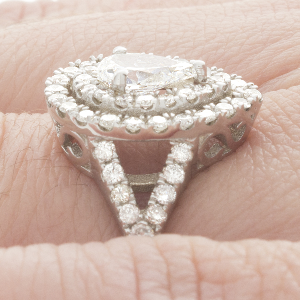 Pear Shape Double Halo Ring